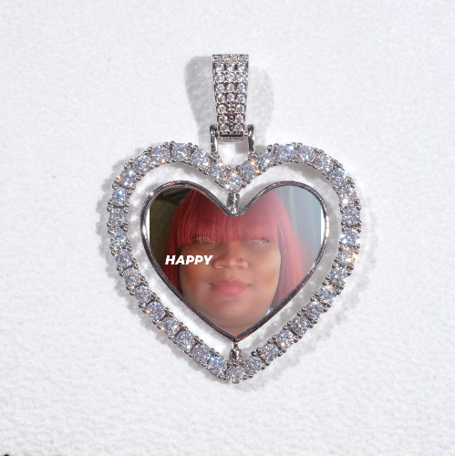 3D Spinning 2-Faced Heart Custom Picture Pendant