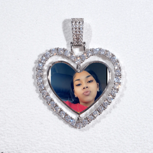 3D Spinning 2-Faced Heart Custom Picture Pendant