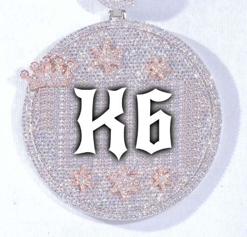 CUSTOM LETTER NECKLACE 3D BIG CROWN DISC