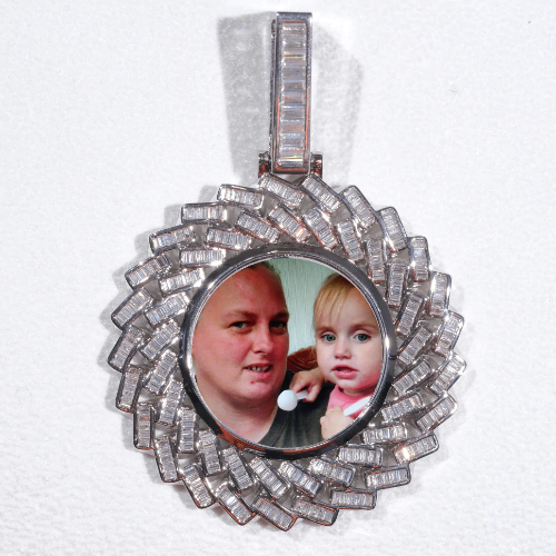 Large 3D Baguette Custom Picture Pendant