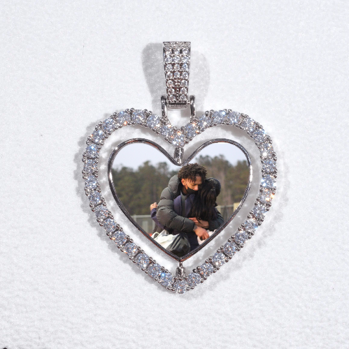 3D Spinning 2-Faced Heart Custom Picture Pendant