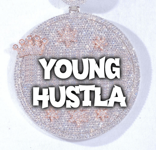 CUSTOM LETTER NECKLACE 3D BIG CROWN DISC