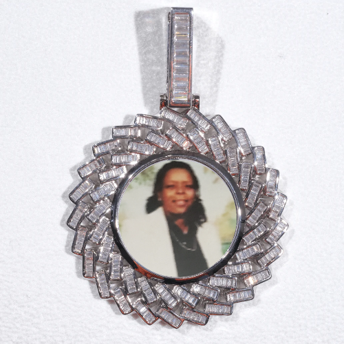 Large 3D Baguette Custom Picture Pendant