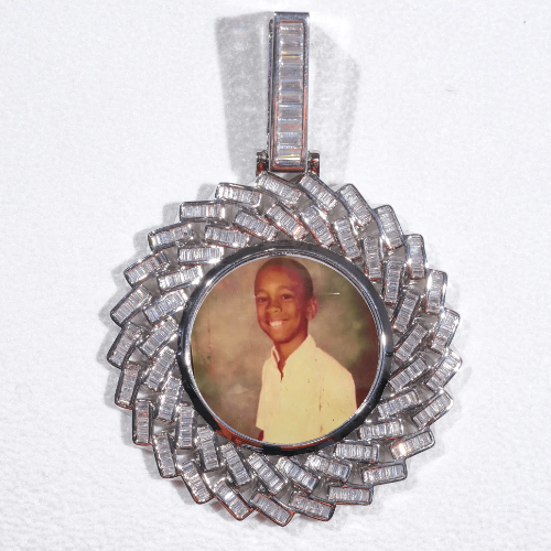 Large 3D Baguette Custom Picture Pendant