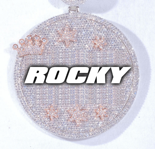 CUSTOM LETTER NECKLACE 3D BIG CROWN DISC
