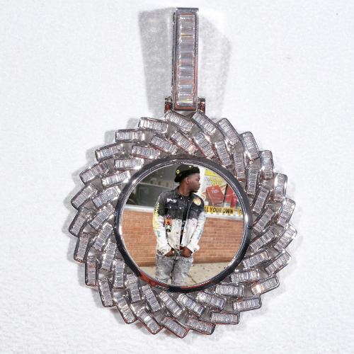 Large 3D Baguette Custom Picture Pendant