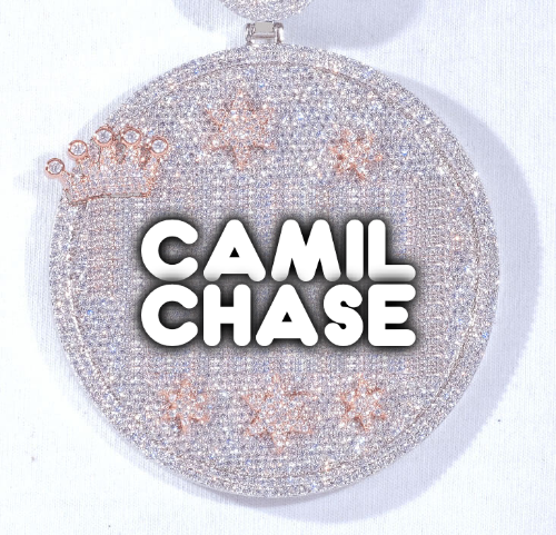 CUSTOM LETTER NECKLACE 3D BIG CROWN DISC