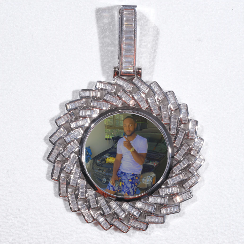Large 3D Baguette Custom Picture Pendant