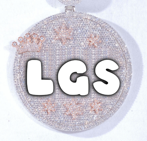 CUSTOM LETTER NECKLACE 3D BIG CROWN DISC