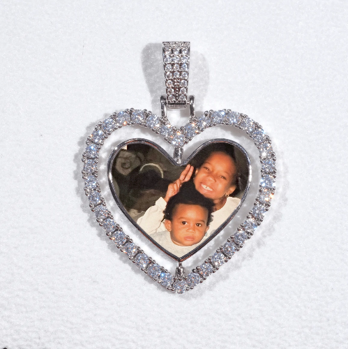 3D Spinning 2-Faced Heart Custom Picture Pendant
