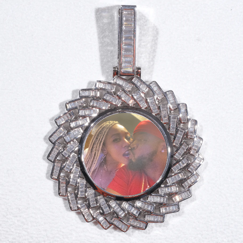 Large 3D Baguette Custom Picture Pendant