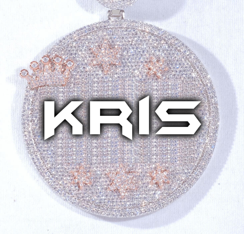CUSTOM LETTER NECKLACE 3D BIG CROWN DISC
