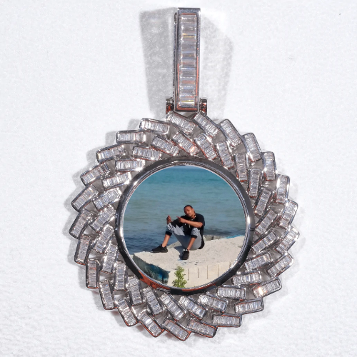 Large 3D Baguette Custom Picture Pendant