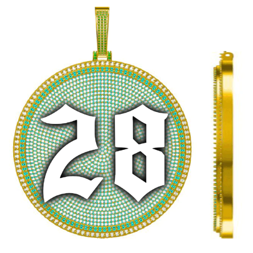 CUSTOM LETTER NECKLACE 3D BIG DISC