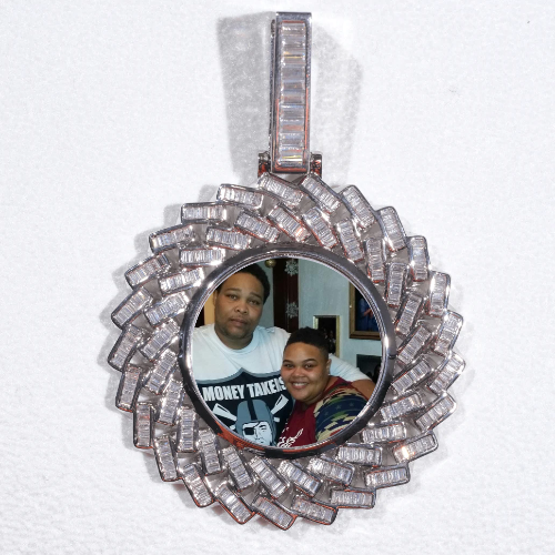 Large 3D Baguette Custom Picture Pendant
