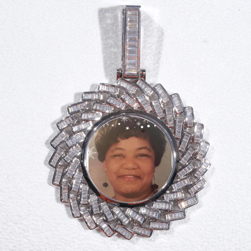 Large 3D Baguette Custom Picture Pendant