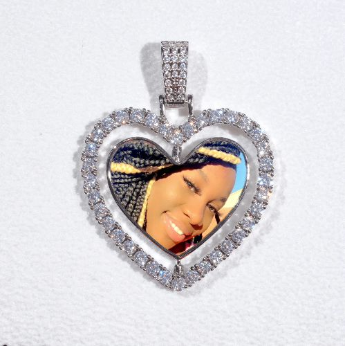 3D Spinning 2-Faced Heart Custom Picture Pendant
