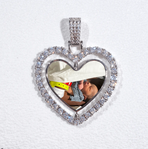 3D Spinning 2-Faced Heart Custom Picture Pendant