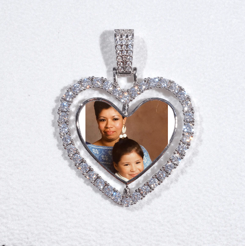 3D Spinning 2-Faced Heart Custom Picture Pendant