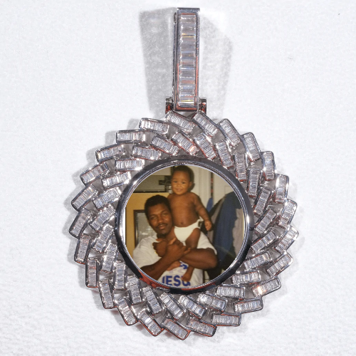 Large 3D Baguette Custom Picture Pendant