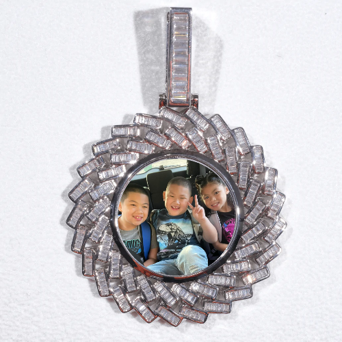 Large 3D Baguette Custom Picture Pendant