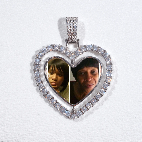3D Spinning 2-Faced Heart Custom Picture Pendant