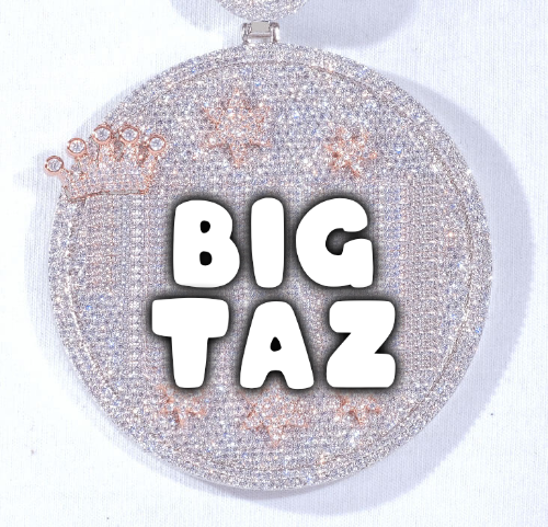 CUSTOM LETTER NECKLACE 3D BIG CROWN DISC