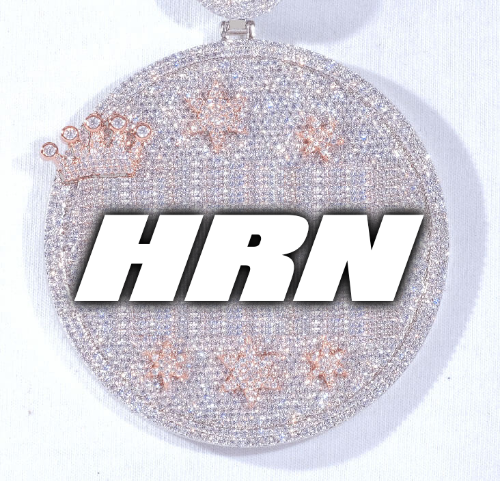 CUSTOM LETTER NECKLACE 3D BIG CROWN DISC