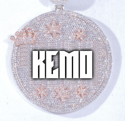 CUSTOM LETTER NECKLACE 3D BIG CROWN DISC