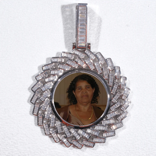 Large 3D Baguette Custom Picture Pendant