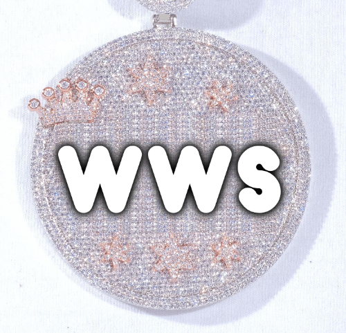 CUSTOM LETTER NECKLACE 3D BIG CROWN DISC