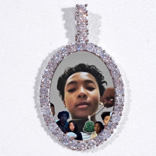 Large 3D Oval Custom Picture Pendant