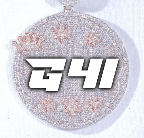 CUSTOM LETTER NECKLACE 3D BIG CROWN DISC