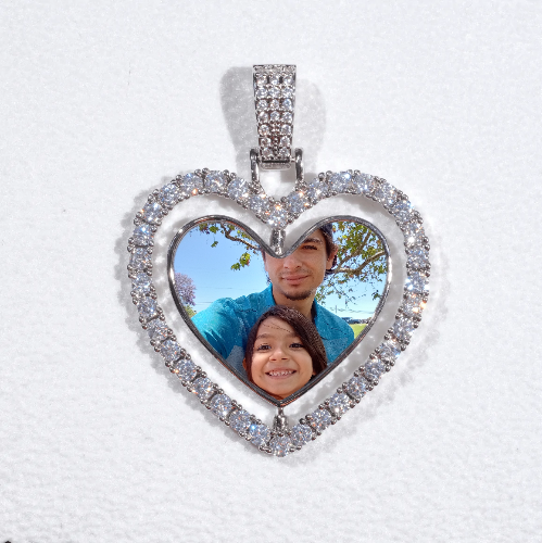 3D Spinning 2-Faced Heart Custom Picture Pendant
