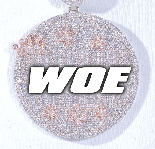 CUSTOM LETTER NECKLACE 3D BIG CROWN DISC