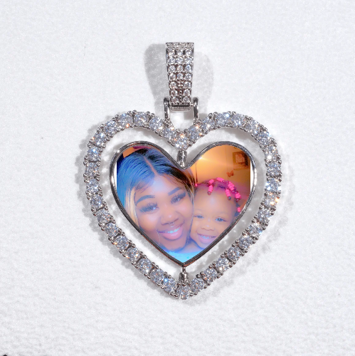 3D Spinning 2-Faced Heart Custom Picture Pendant