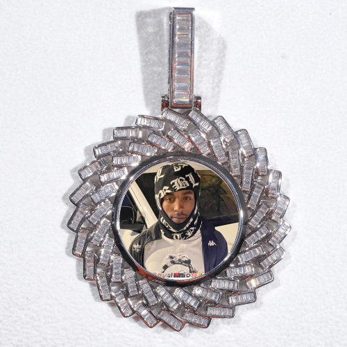 Large 3D Baguette Custom Picture Pendant