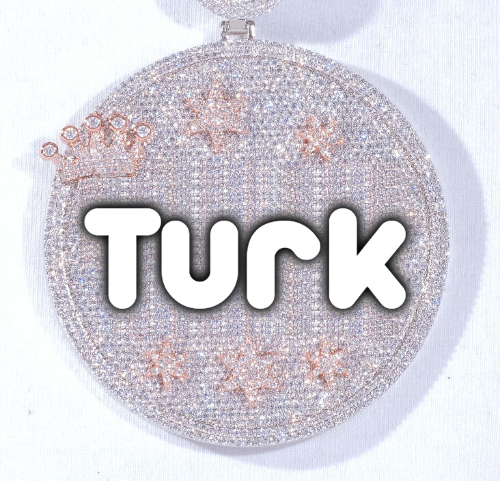CUSTOM LETTER NECKLACE 3D BIG CROWN DISC