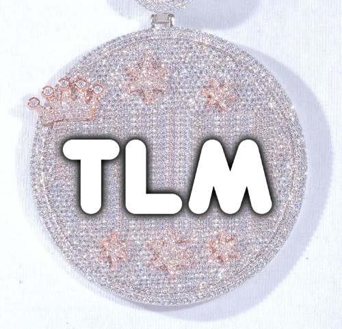 CUSTOM LETTER NECKLACE 3D BIG CROWN DISC