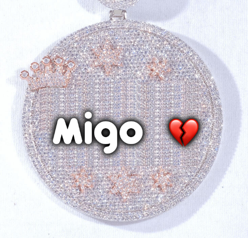 CUSTOM LETTER NECKLACE 3D BIG CROWN DISC