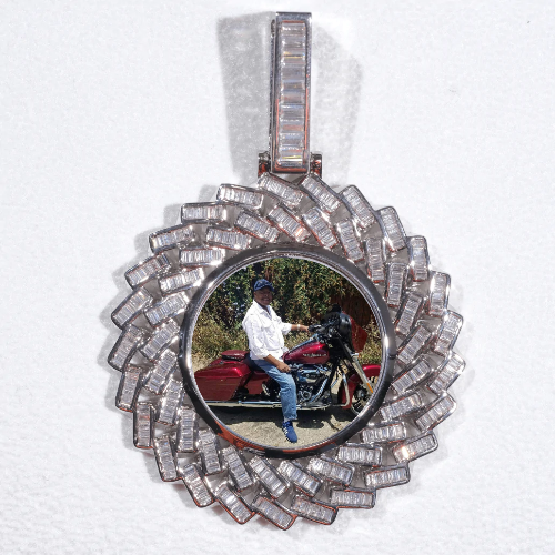 Large 3D Baguette Custom Picture Pendant