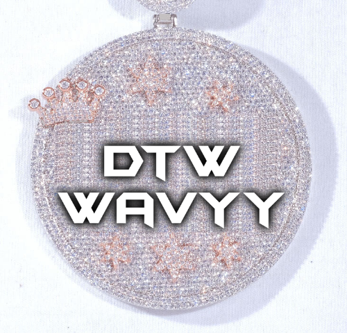 CUSTOM LETTER NECKLACE 3D BIG CROWN DISC