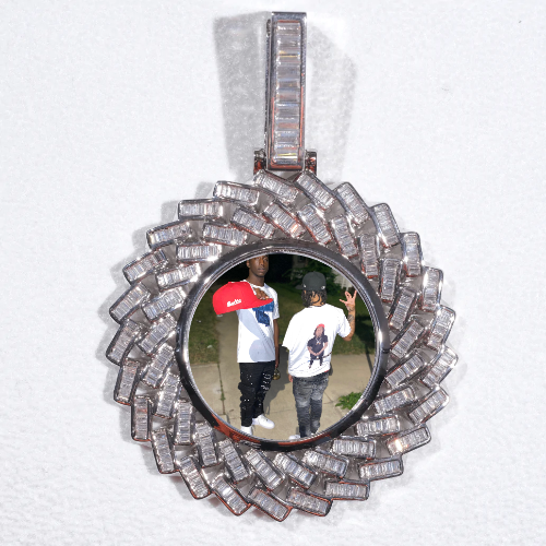 Large 3D Baguette Custom Picture Pendant