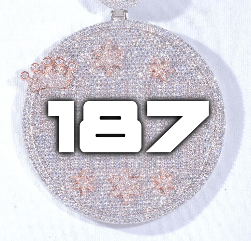 CUSTOM LETTER NECKLACE 3D BIG CROWN DISC
