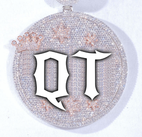 CUSTOM LETTER NECKLACE 3D BIG CROWN DISC