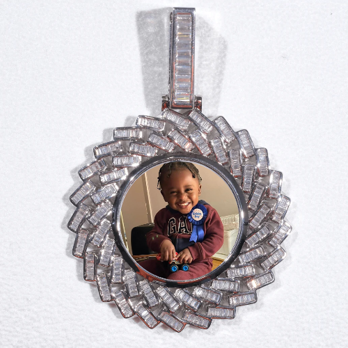 Large 3D Baguette Custom Picture Pendant