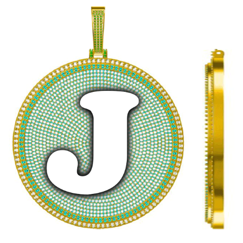 CUSTOM LETTER NECKLACE 3D BIG DISC