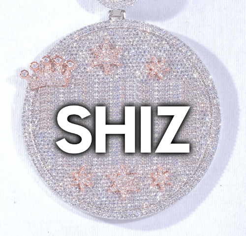 CUSTOM LETTER NECKLACE 3D BIG CROWN DISC