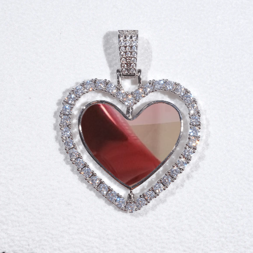 3D Spinning 2-Faced Heart Custom Picture Pendant