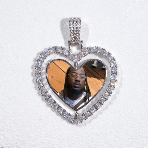3D Spinning 2-Faced Heart Custom Picture Pendant